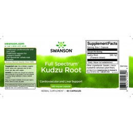 Swanson Kudzu Root (radacina Kudzu) 500mg, 60 Capsule Beneficii radacina Kudzu- poate ajuta la ameliorarea leziunilor hepatice, 