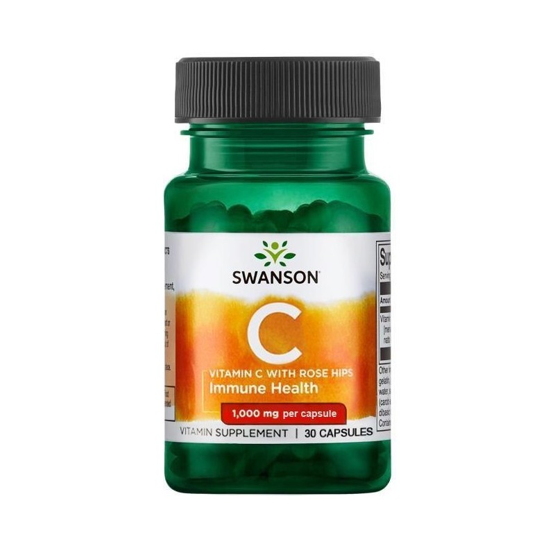 Swanson Vitamin C & Rose Hips Extract (Vit.C & Macese) 1000 mg, 30 Capsule Beneficii Vitamina C &amp; Macese- antioxidant, ajuta