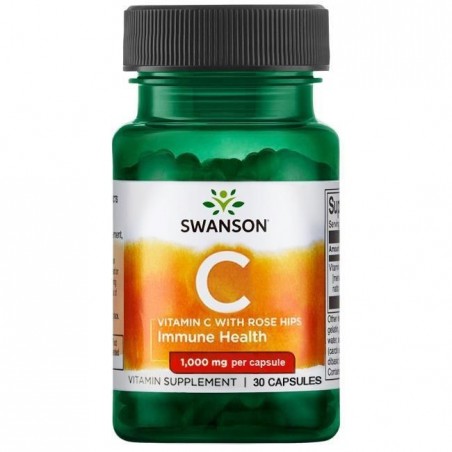 Swanson Vitamin C & Rose Hips Extract (Vit.C & Macese) 1000 mg, 30 Capsule