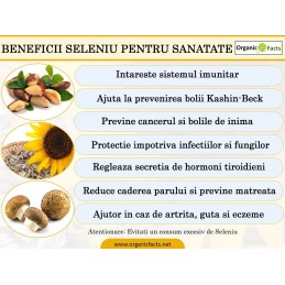 Seleniu 100 mcg 100 Pastile, imbunatateste sistemul imunitar, antioxidant, contribuie la productia de energie Beneficii Seleniu: