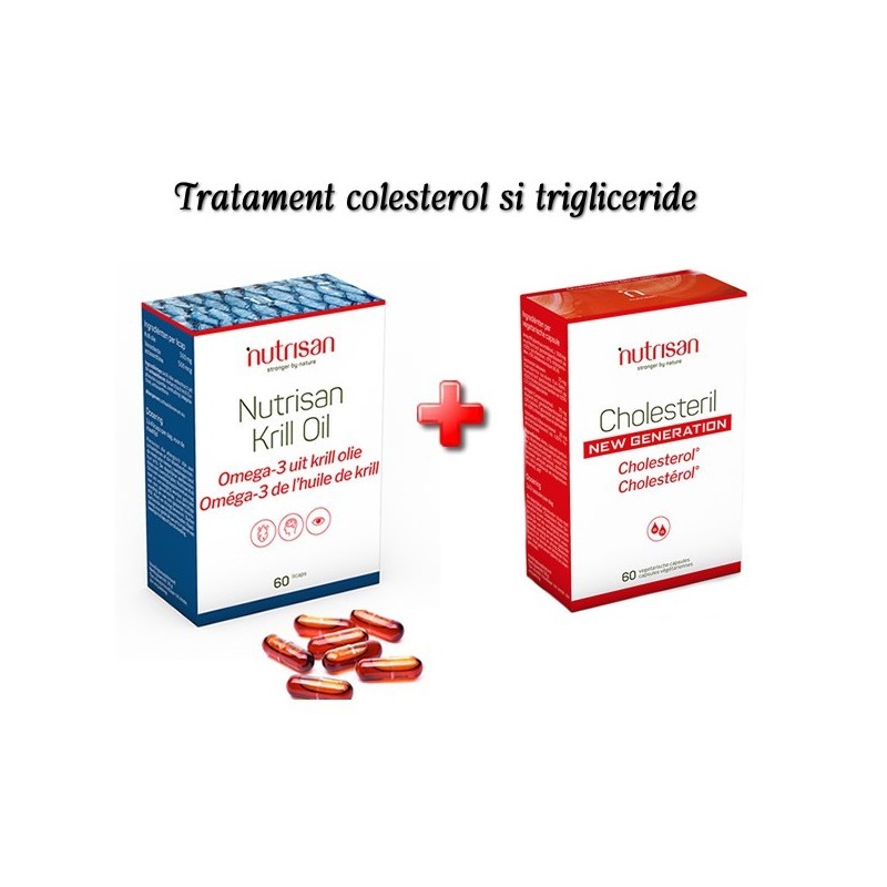 Colesterol si Trigliceride marite: Krill Oil si Cholesteril New Generation 60 capsule fiecare Beneficii Cholesteril New Generati