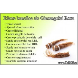 Ginseng Rosu Organic, 120 capsule, Pastile energie, tonic Beneficii Ginseng Rosu Bio, Ginseng Rosu Coreean: tonic sexual, ajuta 