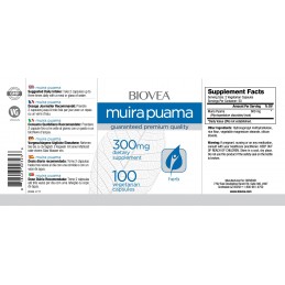 Biovea Muira Puama 300mg 100 Capsule, creste libidoul, afrodiziac Beneficii ale Muirei Puama: imbunatateste functia erectila, po