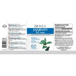 Biovea Pygeum (pentru bărbați) 100 mg 60 Capsule Beneficii Pygeum: reducerea edemului prostatei, reduce colesterolul, ajută la r