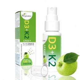 Vitamina D3 + K2 (MK-7) Spray, Contribuie la fixarea calciului in oase, scade riscul de aparitie a fracturilor de oase Beneficii