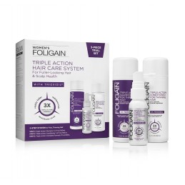 Foligain set tripla actiune, pentru caderea parului la femei, Sampon, Balsam si Lotiune Kit Trioxidil tratamentul anti caderea p