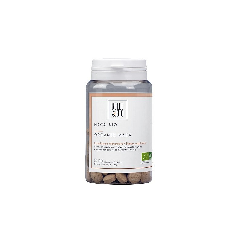 Supliment alimentar Bio Maca - Maca Organica 120 capsule, Belle&Bio Beneficii Bio Maca: tonic sexual pentru femei si barbati, st