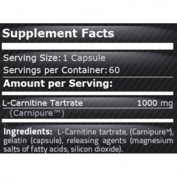 Supliment alimentar L-Carnitina 1000 mg 60 capsule (Arde grasimea, inhiba pofta de mancare)- Pure Nutrition USA Beneficii Carnit