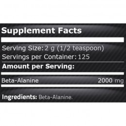 Beta Alanina 250 grame (Oxid Nitric, vasodilatator) Beneficii Beta Alanina: formarea, cresterea si mentinerea masei musculare, p