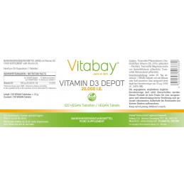 Vitamina D3 - 20.000 UI,120 Comprimate, Ajuta la mentinerea sanatatii oaselor, suport pentru sistemul imunitar Beneficii Vitamin