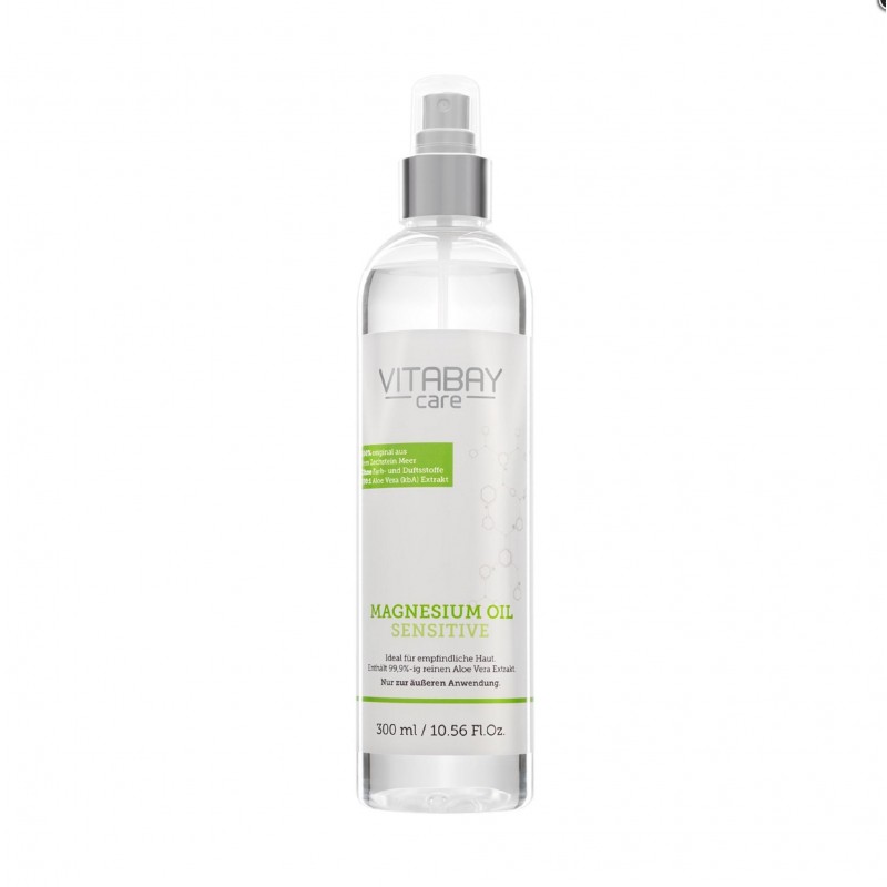 Supliment alimentar, Ulei original de magneziu Zechstein sensibil 300ml-spray de clorură de magneziu cu 99,9% Aloe Vera Organică