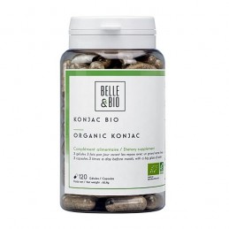 Belle&Bio Konjac Bio (Glucomannan Bio) 120 capsule Beneficii Konja, Glucomannan: inhiba apetitului, opreste foamea, senzatie de 