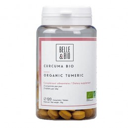 Belle&Bio Curcuma Bio 120 Comprimate Beneficii Curcuma: capacitate anti-inflamatorie, ajuta in ameliorarea depresiei, scade infl