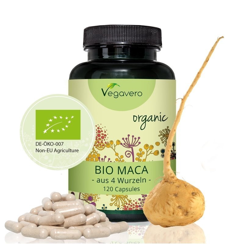 Supliment alimentar Maca Organica Radacina 270 capsule, Vegavero Beneficii Maca- Tonic sexual, Stimuleaza libidoul la ambele sex