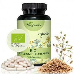 Vegavero Psyllium Organic 180 capsule Beneficii Psyllium: regleaza digestia, are un continut bogat de fibre, mentine sanatatea i