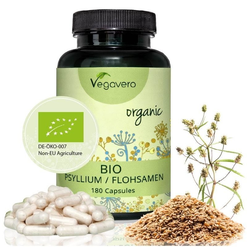 Vegavero Psyllium Organic 180 capsule Beneficii Psyllium: regleaza digestia, are un continut bogat de fibre, mentine sanatatea i