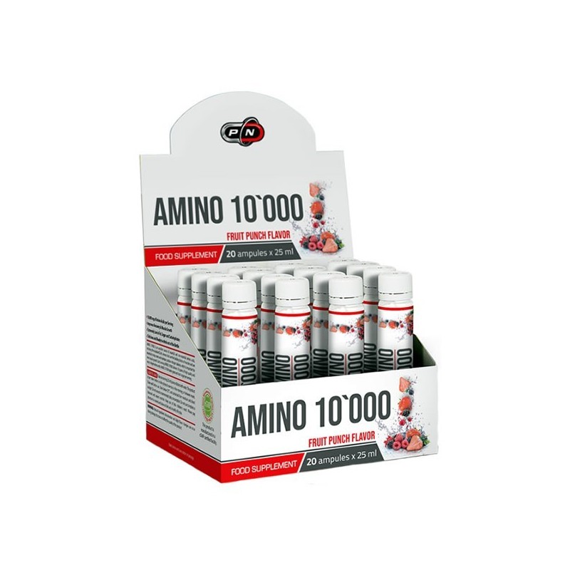 AMINO 10.000 - 20 ampule, imbunătățește recuperarea și creșterea musculară, extrem de scăzut în grăsimi Beneficii Amino 10 000: 