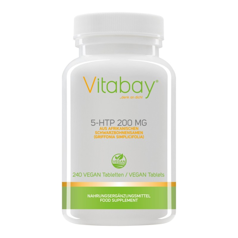 Vitabay 5-HTP 200 mg - 240 Tablete Beneficii 5-HTP: ajuta la atenuarea anxietatii si stresului, creste natural nivelul de Seroto