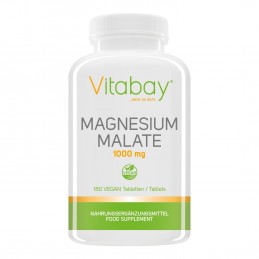 Vitabay Magneziu Malat 1000 mg - 180 Tablete Vegan Beneficii Malat de Magneziu: ajuta la eliminarea metalelor grele din organism