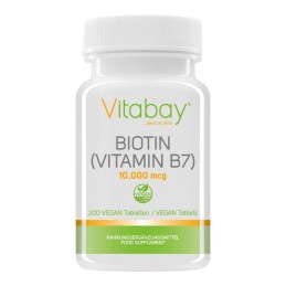 Biotina 10.000 mcg, 10 mg, 200 Comprimate, promoveaza sanatatea pielii, parului si a unghiilor Beneficii Biotina: promoveaza san