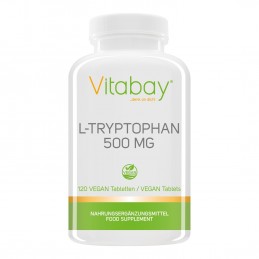 Vitabay L-Triptofan - 500 mg - 120 Tablete Vegan Beneficii importante ale triptofanului: tulburare somn și insomnie, in caz de d