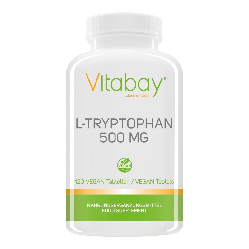 Vitabay L-Triptofan - 500 mg - 120 Tablete Vegan Beneficii importante ale triptofanului: tulburare somn și insomnie, in caz de d