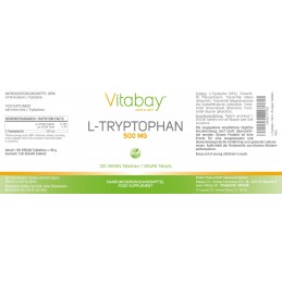 Vitabay L-Triptofan - 500 mg - 120 Tablete Vegan Beneficii importante ale triptofanului: tulburare somn și insomnie, in caz de d