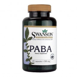 Swanson Paba 500 mg 120 Capsule Beneficii Paba: Vitamina B, Antioxidant puternic, utilizat în produse de protecție solară și pro