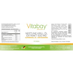 Vitabay Neptun Krill Oil 500 mg - 30 gelule Beneficii ulei Neptune Krill: De 48 de ori mai puternic si eficient decat Omega 3 di