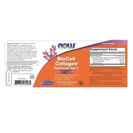 Now Foods BioCell Colagen Hydrolizat Tip II 120 Capsule Beneficii Colagen Hidrolizat de tip II: Contine: Colagen de tip II hidro