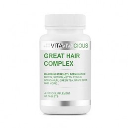 Great Hair Complex, 60 Tablete, Complex de vitamine si minerale, contine Biotina, Siliciu, Vitamina B-1 si B-2 Beneficii Great H