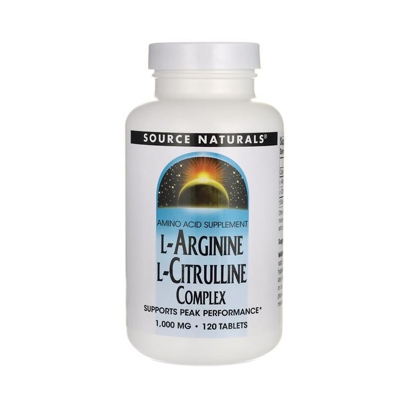 Source Naturals L-Arginine si L-Citrulline Complex 120 Pastile Beneficii L-Arginine / L-Citrulline: se transforma cu usurinta in