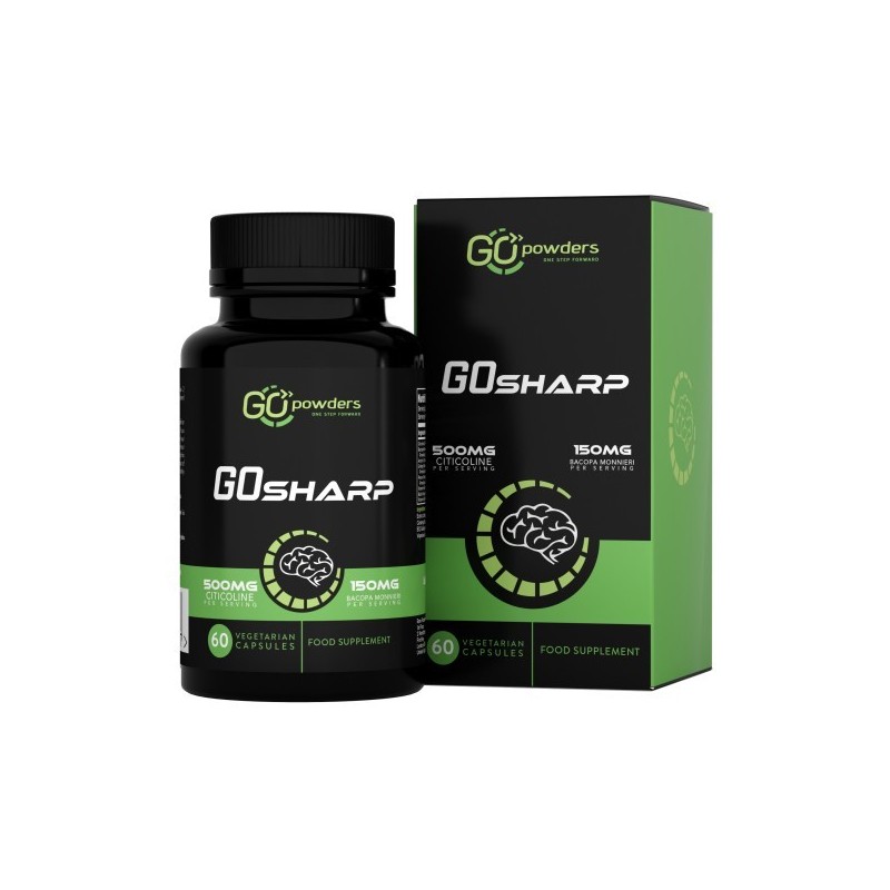 Raw Powders GO SHARP 60 Capsule Beneficii go Sharp: 500 mg Citicolină pe porție, imbunatateste memoria si starea de spirit, ofer