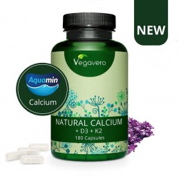 Calciu natural cu Vitaminele D3 si K2, 180 Capsule, Contravin coagulării sângelui Calciu natural vegan cu Vitamina D3 și Vitamin