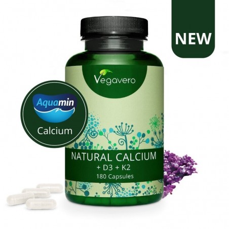 Vegavero Calciu natural cu Vitaminele D3 si K2 180 Capsule