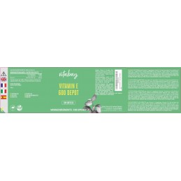 Vitabay Super Vitamina E 600 UI pe doza, doza mare, 200 Capsule vegan Beneficii Vitamina E: antioxidant puternic, ajută la forma