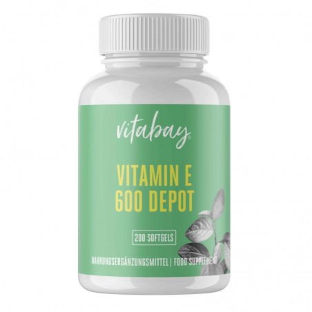 Vitabay Super Vitamina E 600 UI pe doza, doza mare, 200 Capsule vegan