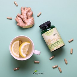 Ghimbir Organic (Ginger Bio) 180 Caps, Reduce balonarea abdominală, stimulează digestia, mențineți tonusul mușchilor intestinali