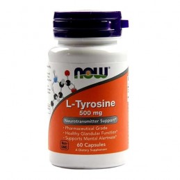 L-Tyrosine, 500 mg 60 Capsule (L-Tirozina), Stimulează eliberarea hormonului de creștere care determină creșterea musculară Bene