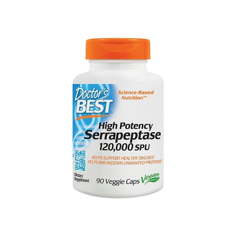 Doctor's Best Serrapeptase 120 000 SPU High Potency 90 Capsule Beneficii Serrapeptase: imbunătățește activitatea antibioticelor 