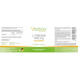 L-Tirozina 500 mg, 60 Capsule, Stimulează eliberarea hormonului de creștere care determină creșterea musculară Beneficii L-TYROS