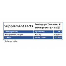 Colagen Hidrolizat pudra 400 grame, ajuta în producția de noi fibre de colagen, reduce semnele vizibile ale îmbătrânirii Benefic