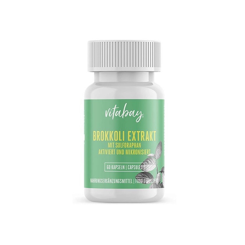 Vitabay Extract de broccoli cu sulforafan - 60 capsule Vegan Broccoli este bogat în minerale și oligoelemente precum potasiu, ca