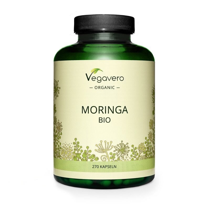 Vegavero Moringa Oleifera Organic 270 capsule Beneficii Moringa Oleifera- contine antioxidanti si compusi antiinflamatori, echil