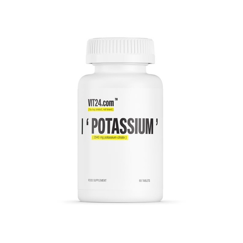 VIT24.com Potassium 60 Tablete Beneficii Potasiu: regleaza tensiunea arteriala crescuta, elimina sensibilitatea la sare, reduce 