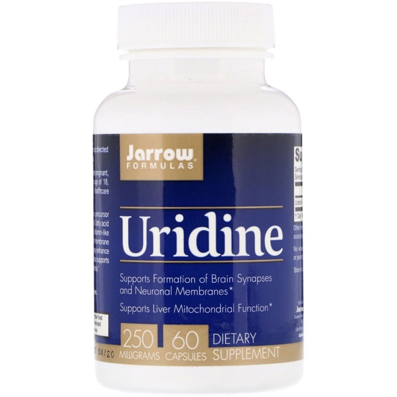 Jarrow Uridine 250 mg - 60 capsule Beneficii Uridina: stimuleaza reproducerea neuronilor, actioneaza ca si un neurotransmitator,