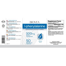 L-Fenilalanina-500mg 50 Capsule- ajuta în producerea de neurotransmițători, ajută la reducerea durerilor Beneficii L-Fenilalanin