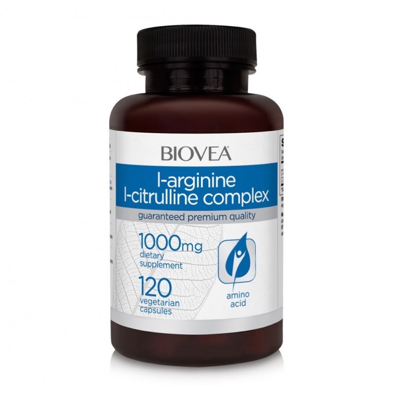 Biovea L-Arginine / L-Citrulline Complex 120 capsule Beneficii L-Arginine / L-Citrulline: se transformă cu ușurință în Oxid Nitr