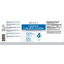 Biovea L-Arginine / L-Citrulline Complex 120 capsule Beneficii L-Arginine / L-Citrulline: se transformă cu ușurință în Oxid Nitr