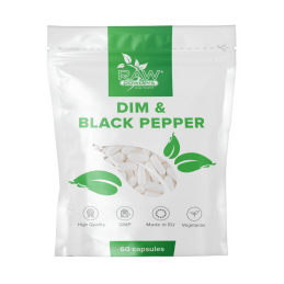 Raw Powders DIM 150mg & Piper negru 20mg 60 Capsule DIM (Diindolilmetan): Susține echilibrul hormonal echilibrat, promovează niv